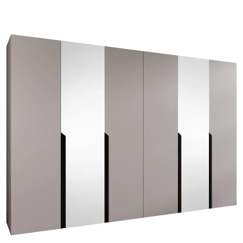 Milias Garderobeskab med spejl 300x202 cm - beige - Opbevaring - Tøjopbevaring - Garderobeskabe