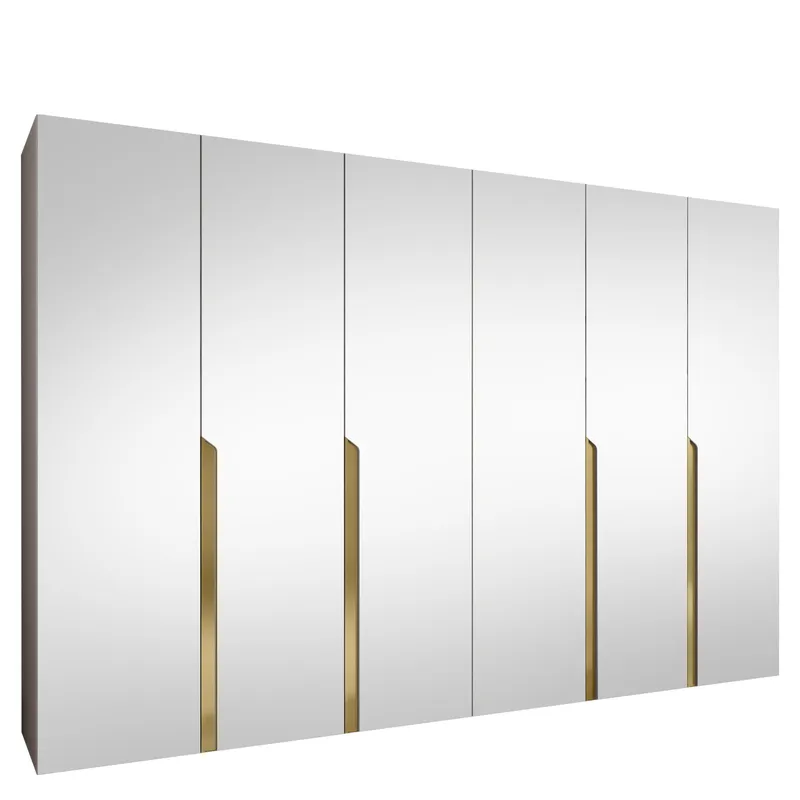 Milias Garderobeskab med spejl 300x202 cm - beige - Opbevaring - Tøjopbevaring - Garderobeskabe - Garderobeskab & klædeskab