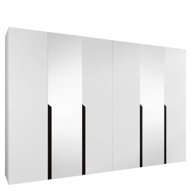 Milias Garderobeskab med spejl 300x202 cm, hvid / sort