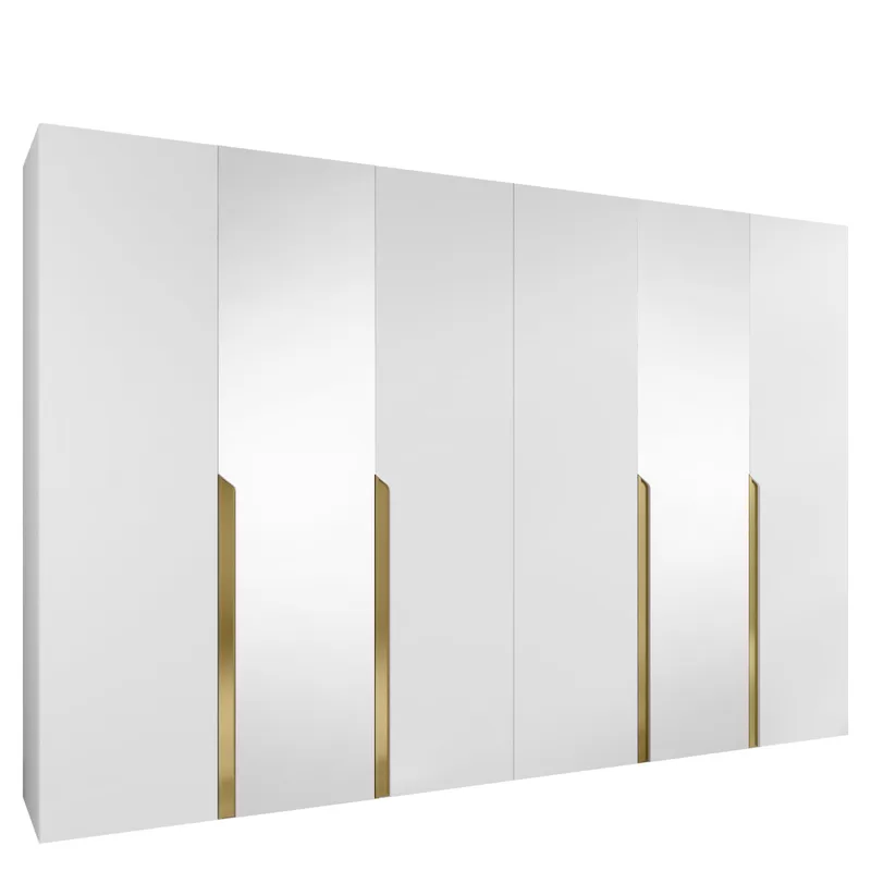 Milias Garderobeskab med spejl 300x202 cm - hvid - Opbevaring - Tøjopbevaring - Garderobeskabe