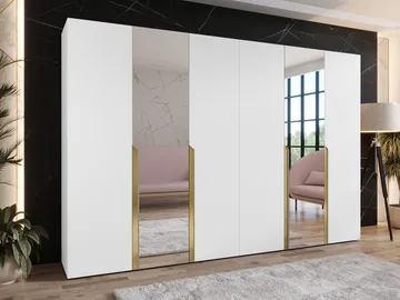 Milias Garderobeskab med spejl 300x202 cm - hvid - Opbevaring - Tøjopbevaring - Garderobeskabe