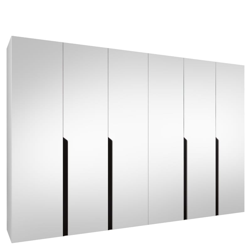 Milias Garderobeskab med spejl 300x202 cm - hvid - Opbevaring - Tøjopbevaring - Garderobeskabe - Garderobeskab & klædeskab