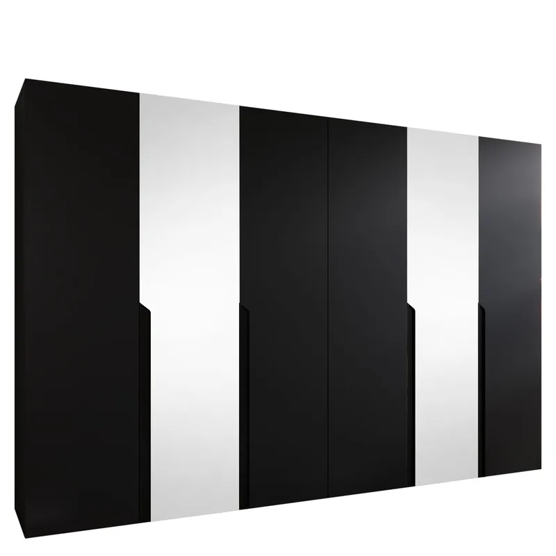 Milias Garderobeskab med spejl 300x202 cm, sort