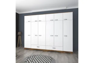 Miralis Garderobesskåp 243x226 cm - Valnød/Hvid - Opbevaring - Tøjopbevaring - Garderobeskabe - Garderobeskab & klædeskab