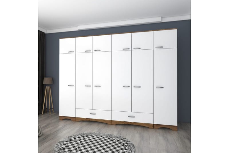 Miralis Garderobesskåp 243x226 cm - Valnød/Hvid - Opbevaring - Tøjopbevaring - Garderobeskabe - Garderobeskab & klædeskab