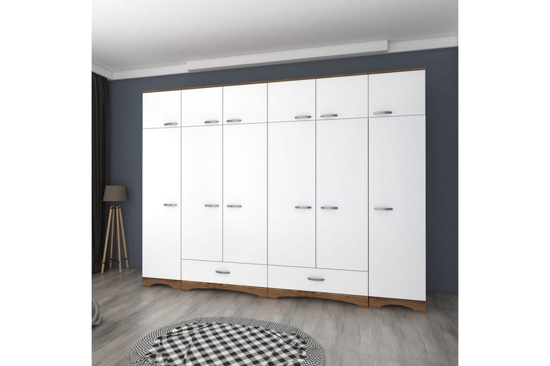 Miralis Garderobesskåp 243x226 cm - Valnød/Hvid - Opbevaring - Tøjopbevaring - Garderobeskabe - Garderobeskab & klædeskab