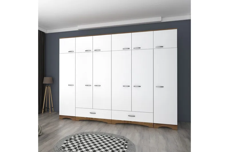 Miralis Garderobesskåp 243x226 cm - Valnød/Hvid - Opbevaring - Tøjopbevaring - Garderobeskabe - Garderobeskab & klædeskab