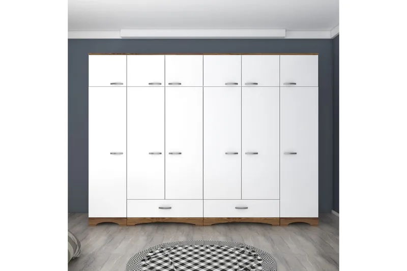 Miralis Garderobesskåp 243x226 cm, Valnød/Hvid