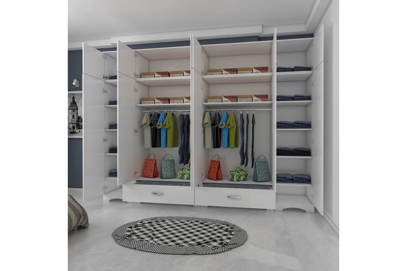 Miralis Garderobesskåp 245x226 cm - Hvid - Opbevaring - Tøjopbevaring - Garderobeskabe - Garderobeskab & klædeskab