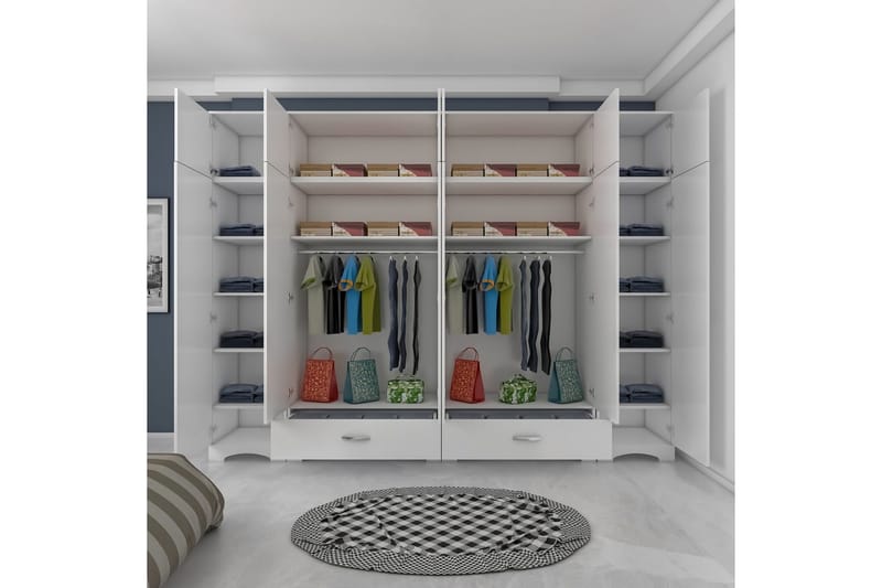 Miralis Garderobesskåp 245x226 cm - Hvid - Opbevaring - Tøjopbevaring - Garderobeskabe - Garderobeskab & klædeskab