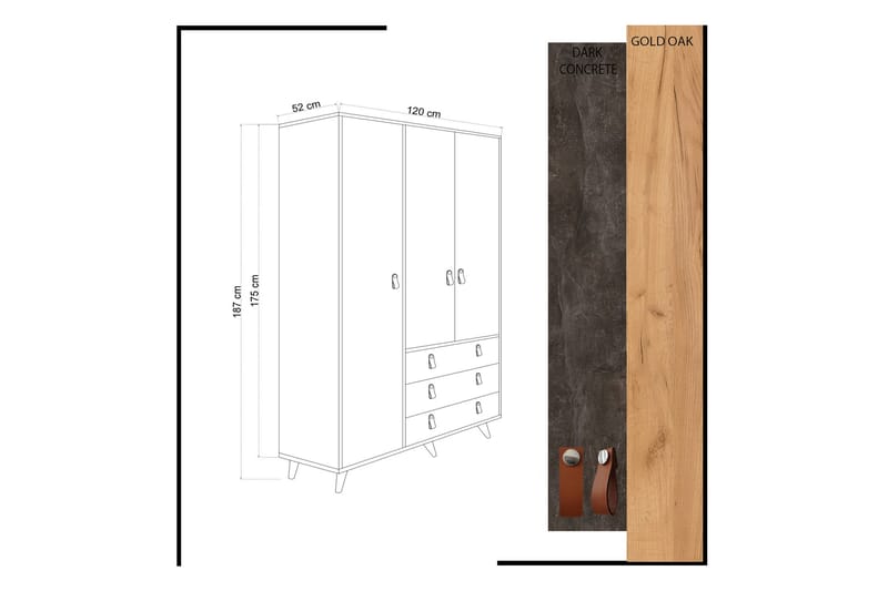 Mod design garderobe - Grå / træ - Garderobeskabe - Garderobeskab & klædeskab