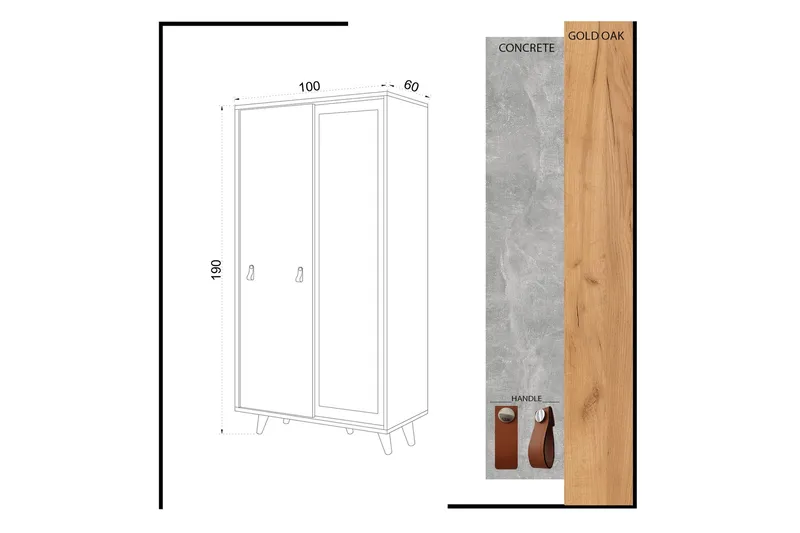 Mod design garderobe - Træ / grå - Opbevaring - Tøjopbevaring - Garderobeskabe