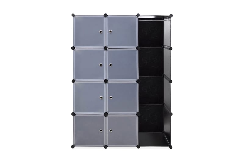 Modulskab 9 Rum 37 X 115 X 150 Cm Sort Og Hvid - Sort - Opbevaring - Tøjopbevaring - Garderobeskabe
