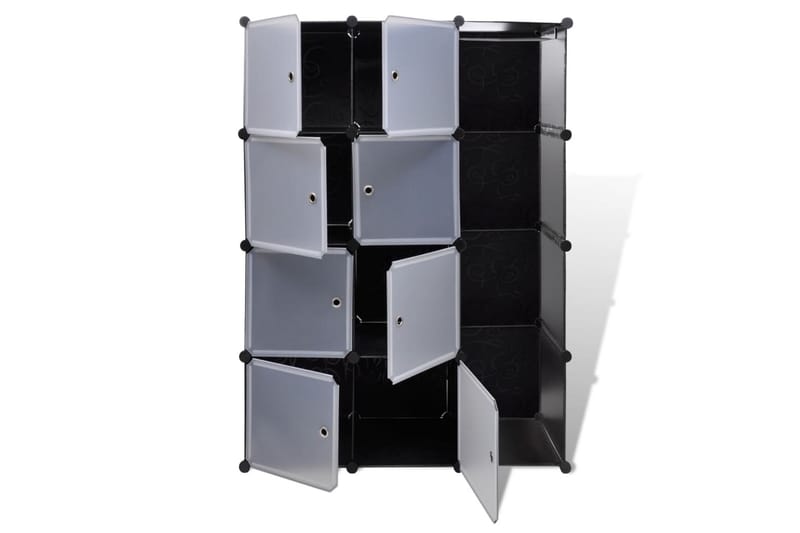 Modulskab 9 Rum 37 X 115 X 150 Cm Sort Og Hvid - Sort - Opbevaring - Tøjopbevaring - Garderobeskabe