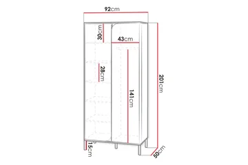 Monfort Garderobe 92x201 cm - Beige - Opbevaring - Tøjopbevaring - Garderobeskabe