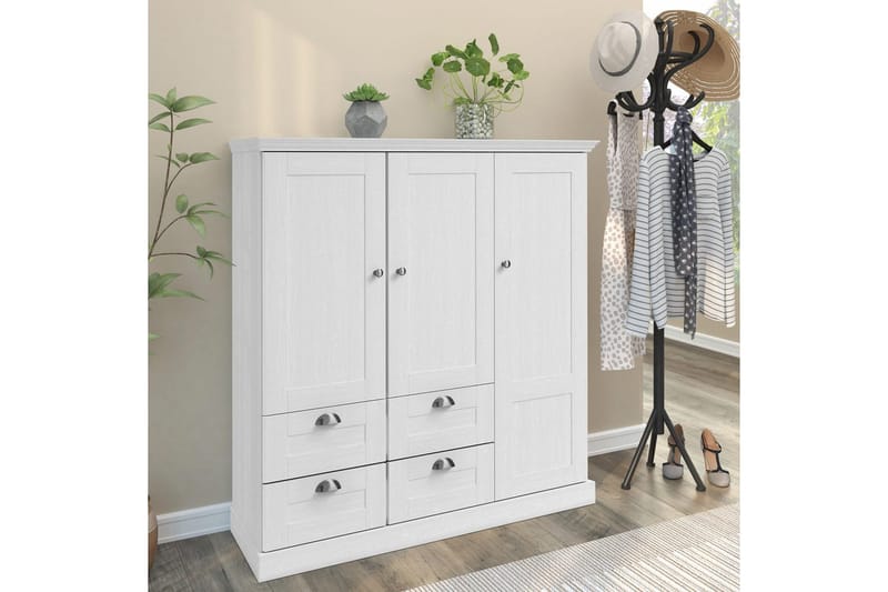 Motala Garderobe 122x130 cm - Hvid - Opbevaring - Tøjopbevaring - Garderobeskabe