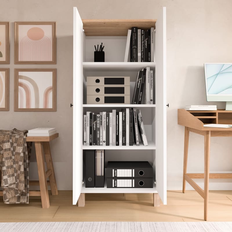 Multifunktionsskab Hanah Home Nord (61 x 133,6 x 33 cm) Hvid eg - Hvid og eg - Opbevaring - Tøjopbevaring - Garderobeskabe - Garderobeskab & klædeskab
