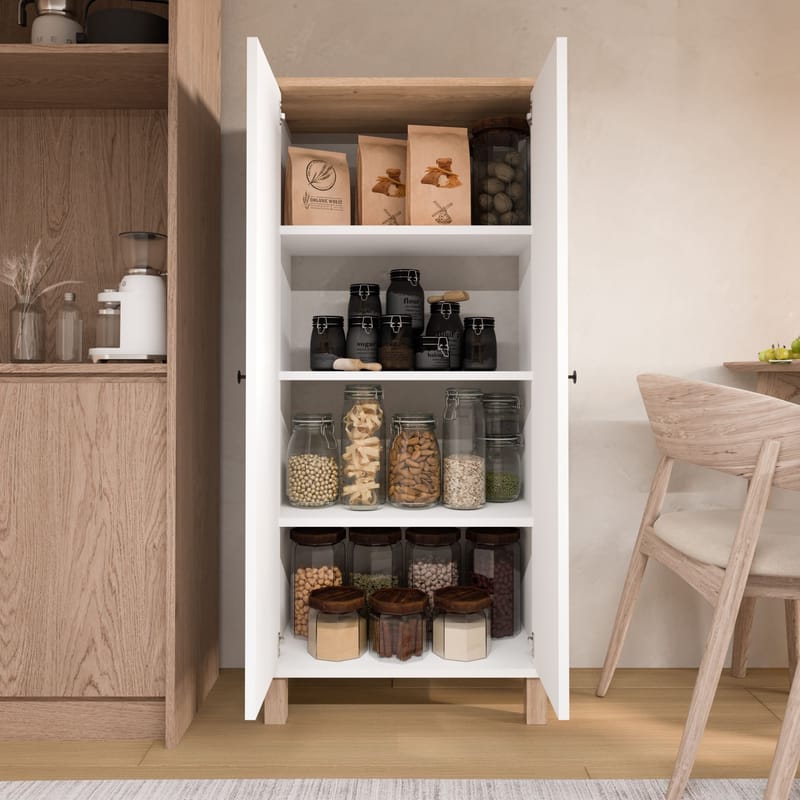 Multifunktionsskab Hanah Home Nord (61 x 133,6 x 33 cm) Hvid eg - Hvid og eg - Opbevaring - Tøjopbevaring - Garderobeskabe - Garderobeskab & klædeskab