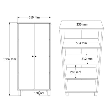 Multifunktionsskab Hanah Home Nord (61 x 133,6 x 33 cm) Hvid eg - Hvid og eg - Opbevaring - Tøjopbevaring - Garderobeskabe - Garderobeskab & klædeskab