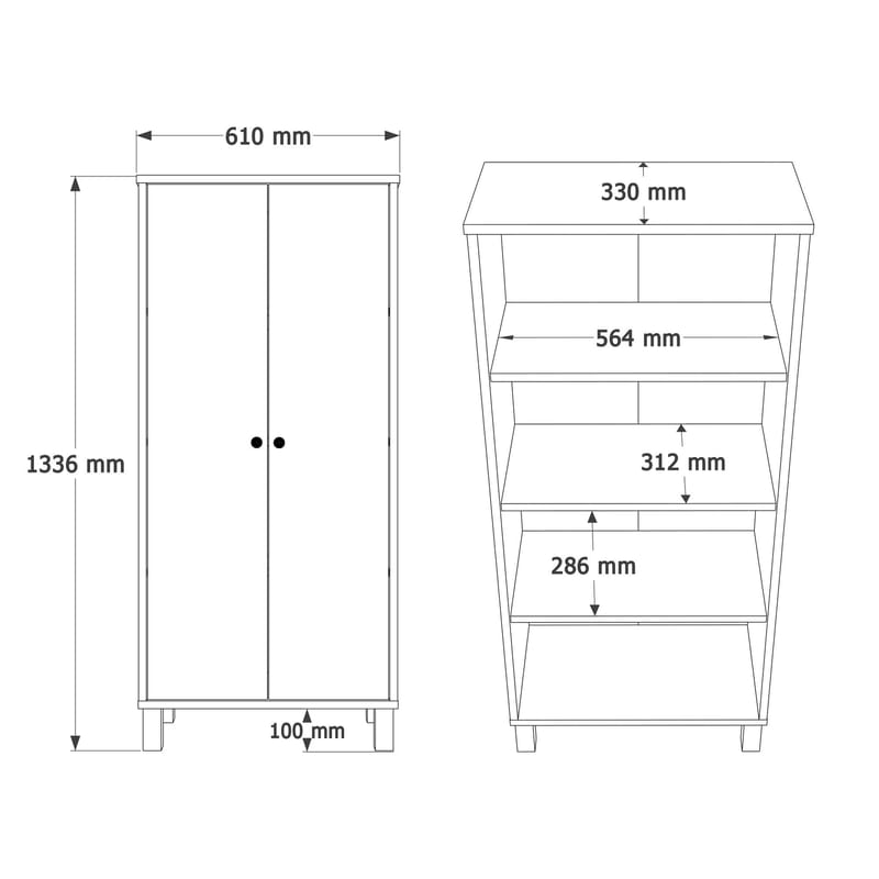 Multifunktionsskab Hanah Home Nord (61 x 133,6 x 33 cm) Hvid eg - Hvid og eg - Opbevaring - Tøjopbevaring - Garderobeskabe - Garderobeskab & klædeskab