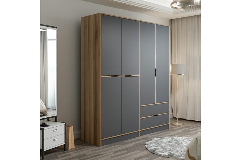 Munna Garderobe 180 cm - Grå - Opbevaring - Tøjopbevaring - Garderobeskabe