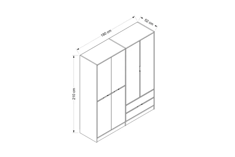 Munna Garderobe 180 cm - Hvid - Opbevaring - Tøjopbevaring - Garderobeskabe