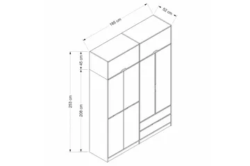 Munna Garderobe 185x253 cm - Antracit - Opbevaring - Tøjopbevaring - Garderobeskabe