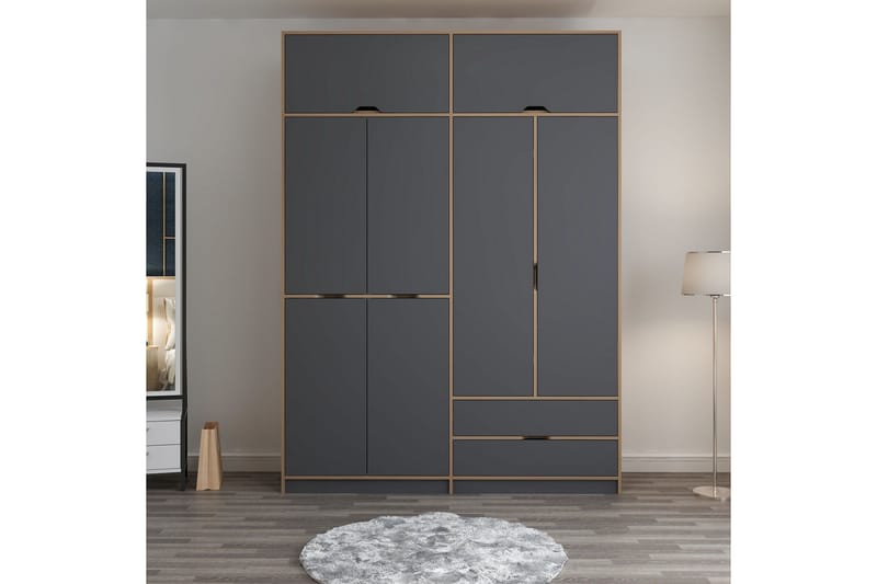 Munna Garderobe 185x253 cm - Antracit - Opbevaring - Tøjopbevaring - Garderobeskabe
