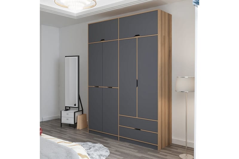 Munna Garderobe 185x253 cm - Antracit - Opbevaring - Tøjopbevaring - Garderobeskabe