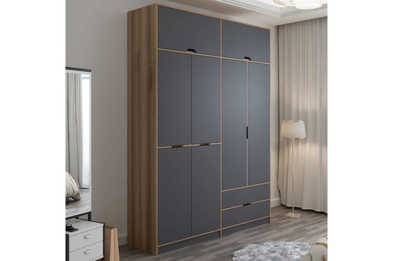 Munna Garderobe 185x253 cm - Antracit - Opbevaring - Tøjopbevaring - Garderobeskabe