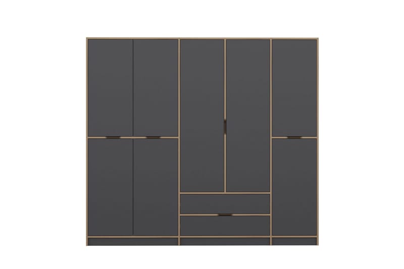 Munna Garderobe 232x208 cm - Antracit - Opbevaring - Tøjopbevaring - Garderobeskabe