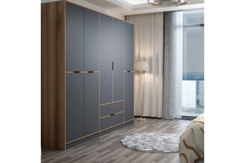 Munna Garderobe 232x208 cm - Antracit - Opbevaring - Tøjopbevaring - Garderobeskabe