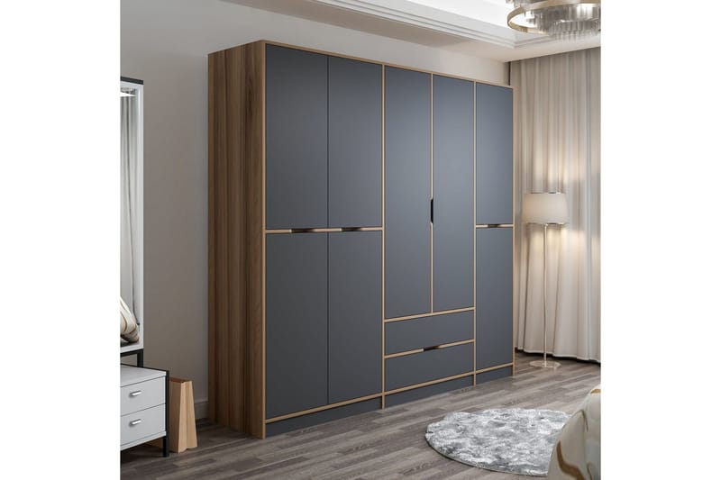 Munna Garderobe 232x208 cm - Antracit - Opbevaring - Tøjopbevaring - Garderobeskabe