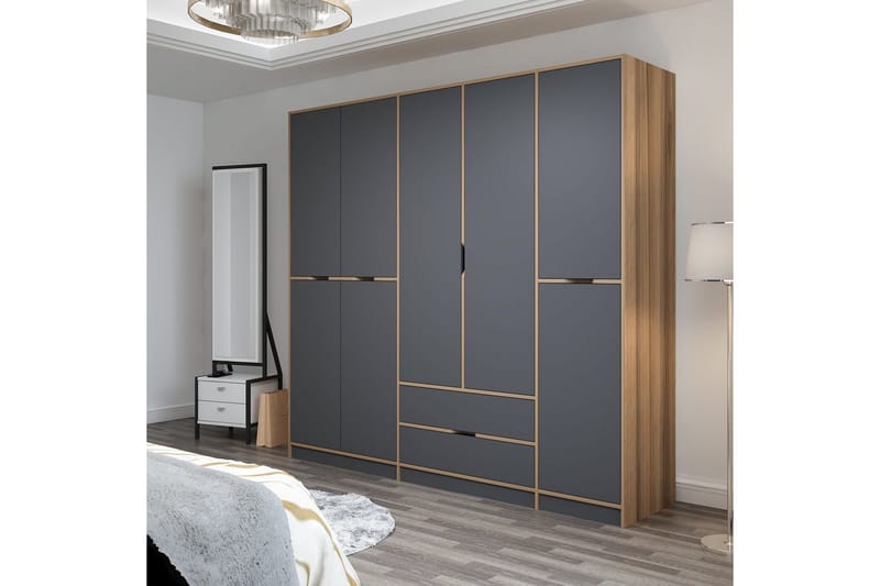 Munna Garderobe 232x208 cm - Antracit - Opbevaring - Tøjopbevaring - Garderobeskabe