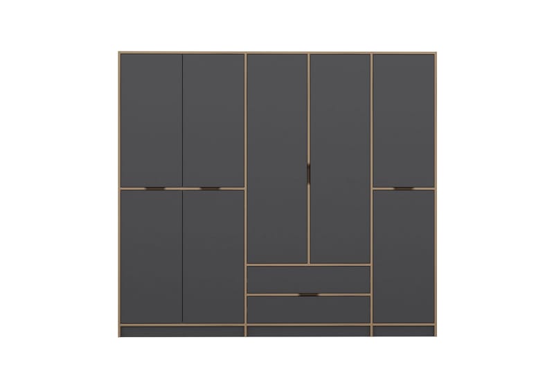 Munna Garderobe 232x208 cm - Antracit - Opbevaring - Tøjopbevaring - Garderobeskabe
