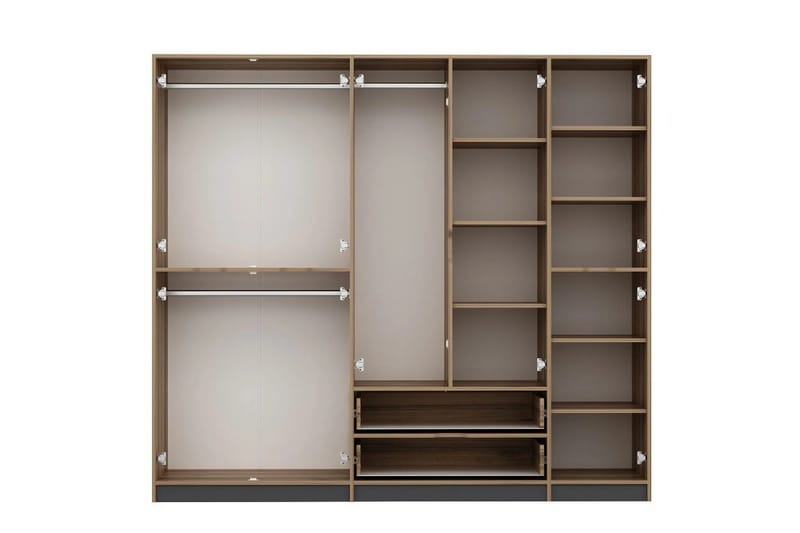 Munna Garderobe 232x208 cm - Antracit - Opbevaring - Tøjopbevaring - Garderobeskabe