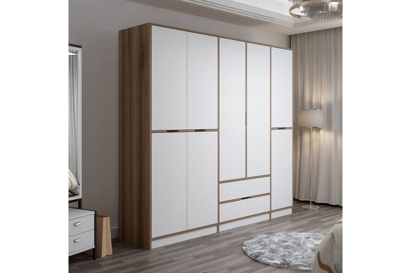 Munna Garderobe 232x208 cm - Hvid - Opbevaring - Tøjopbevaring - Garderobeskabe