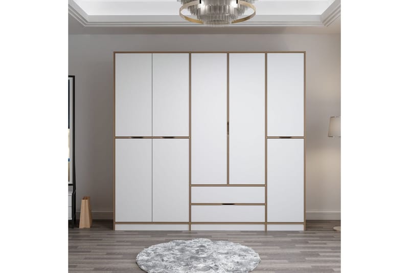 Munna Garderobe 232x208 cm - Hvid - Opbevaring - Tøjopbevaring - Garderobeskabe