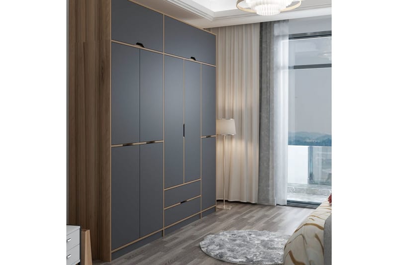 Munna Garderobe 232x253 cm - Antracit - Opbevaring - Tøjopbevaring - Garderobeskabe