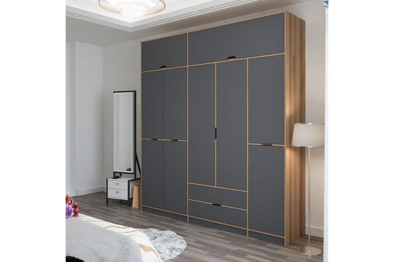 Munna Garderobe 232x253 cm - Antracit - Opbevaring - Tøjopbevaring - Garderobeskabe