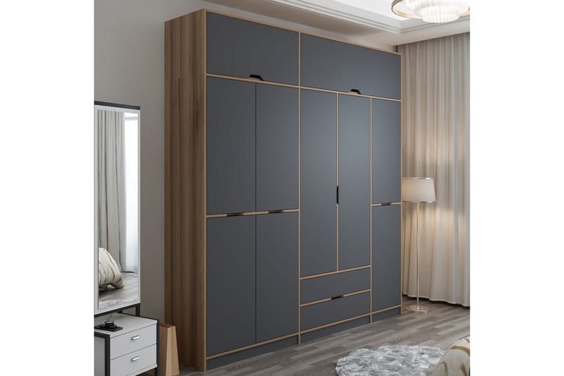 Munna Garderobe 232x253 cm - Antracit - Opbevaring - Tøjopbevaring - Garderobeskabe