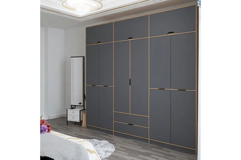 Munna Garderobe 277x253 cm - Antracit - Opbevaring - Tøjopbevaring - Garderobeskabe