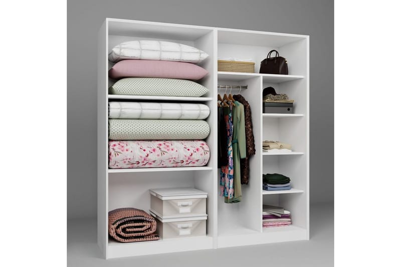 Nagouri Garderobe 188x190 cm - Hvid - Opbevaring - Tøjopbevaring - Garderobeskabe