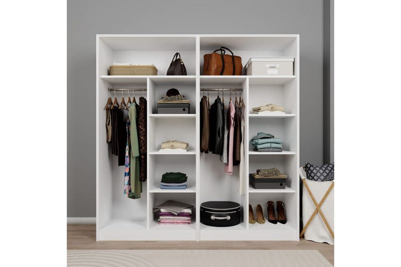 Nagouri Garderobe 188x190 cm - Hvid - Opbevaring - Tøjopbevaring - Garderobeskabe