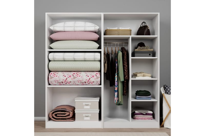 Nagouri Garderobe 188x190 cm - Hvid - Opbevaring - Tøjopbevaring - Garderobeskabe