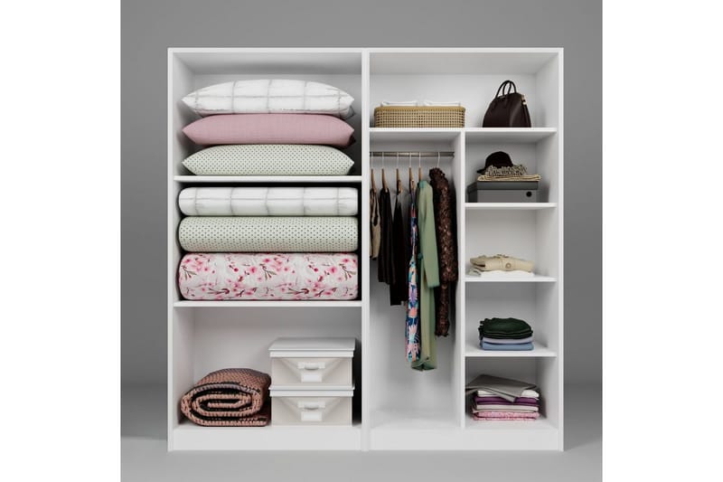 Nagouri Garderobe 188x190 cm - Hvid - Opbevaring - Tøjopbevaring - Garderobeskabe