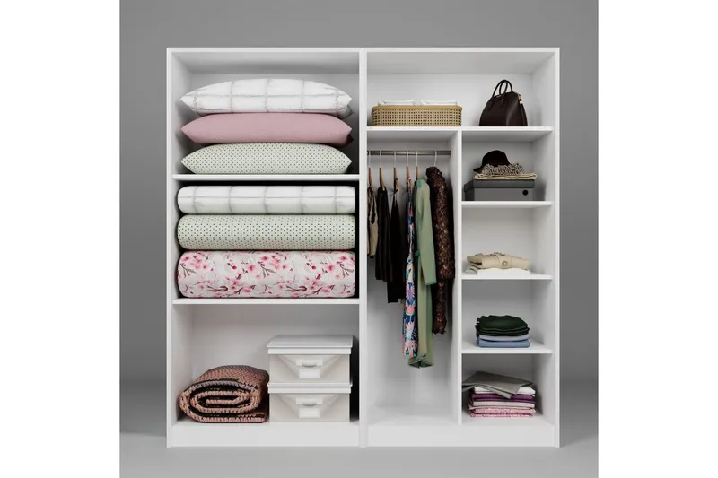 Nagouri Garderobe 188x190 cm - Hvid - Opbevaring - Tøjopbevaring - Garderobeskabe