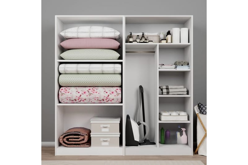 Nagouri Garderobe 188x190 cm - Hvid - Opbevaring - Tøjopbevaring - Garderobeskabe