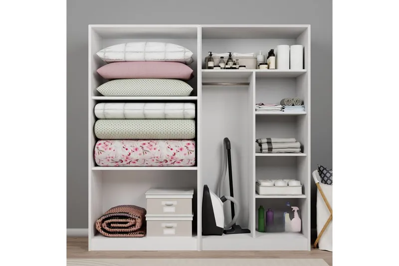 Nagouri Garderobe 188x190 cm - Hvid - Opbevaring - Tøjopbevaring - Garderobeskabe