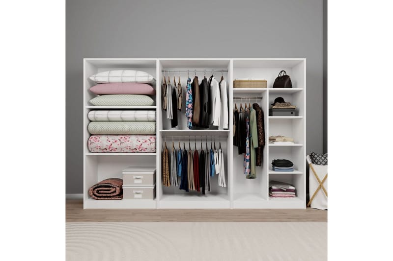 Nagouri Garderobe 280x190 cm - Hvid - Opbevaring - Tøjopbevaring - Garderobeskabe